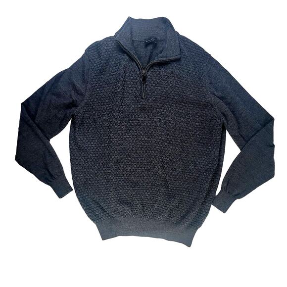 Lentier Other - Lentier 100% Merino Wool Gray 1/4 Zip Sweater Men's SZ L
